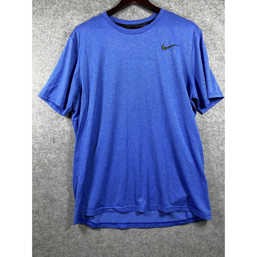 Nike Dri-FIT Mens Large Blue Heathered Performance Training T-Shirt Standard Fit
